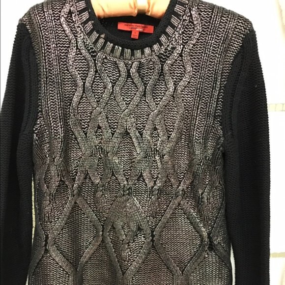 Narciso Rodriguez for Design Nation Knit Sweater Metallic Black size M - Picture 10 of 12